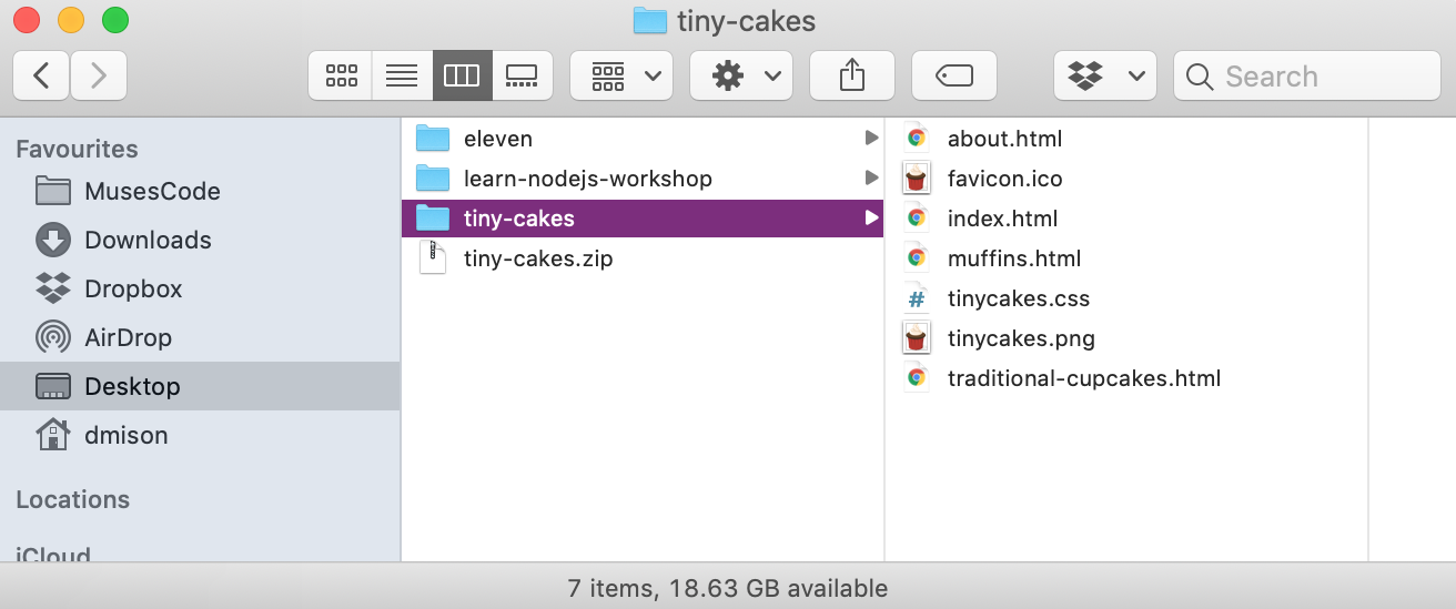 Tiny Cakes files unzipped in macOS Finder